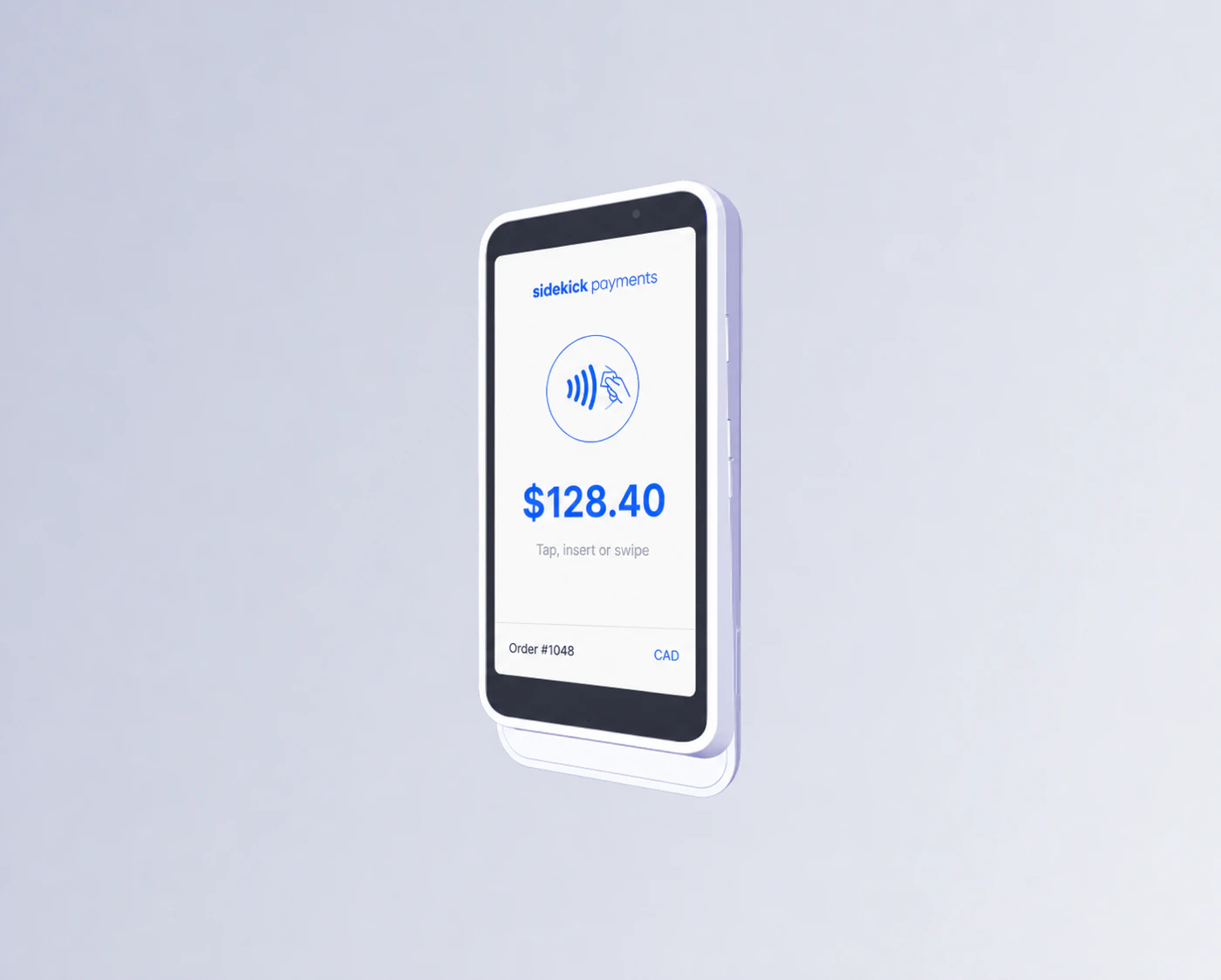 Sidekick payment terminals showing checkout, tipping, and receipt screens